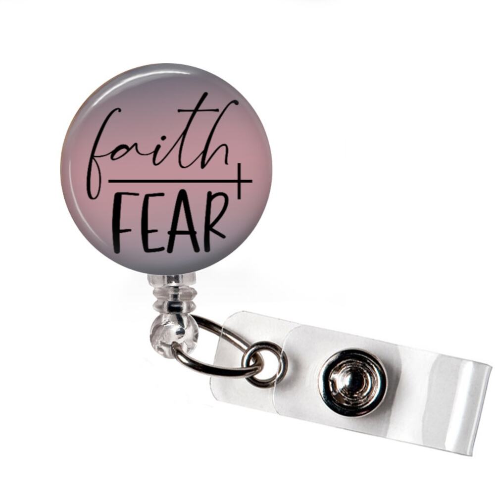 Faith Over Fear Badge Reel Christian Faith Retractable ID Holder